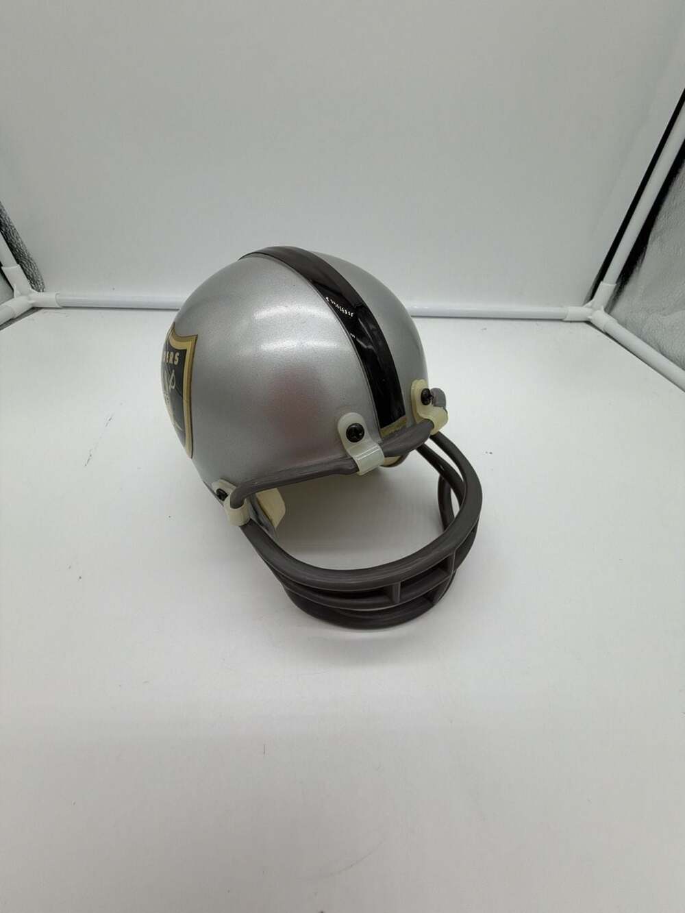 Oakland Raiders Mini Football Helmet Vintage Style Silver and Black